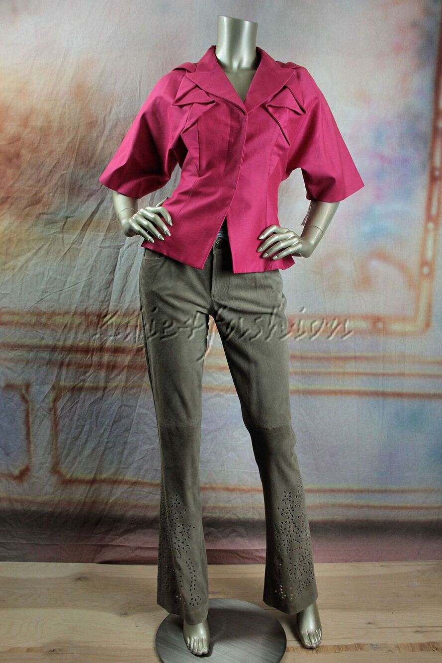 $2990 New ANDREW GN Hot Pink Fuchsia Origami Peplum Hem Jacket 38 4